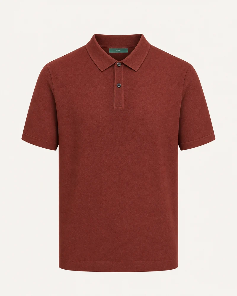 Short-Sleeve Merino Wool Collared Knit Polo
