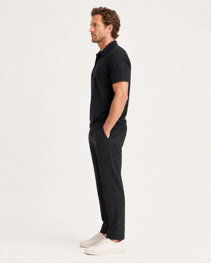 Short-Sleeve Merino Wool Collared Knit Polo