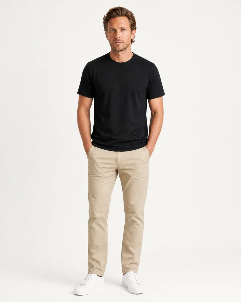High-Count Australian Wool Crewneck Knit T-Shirt