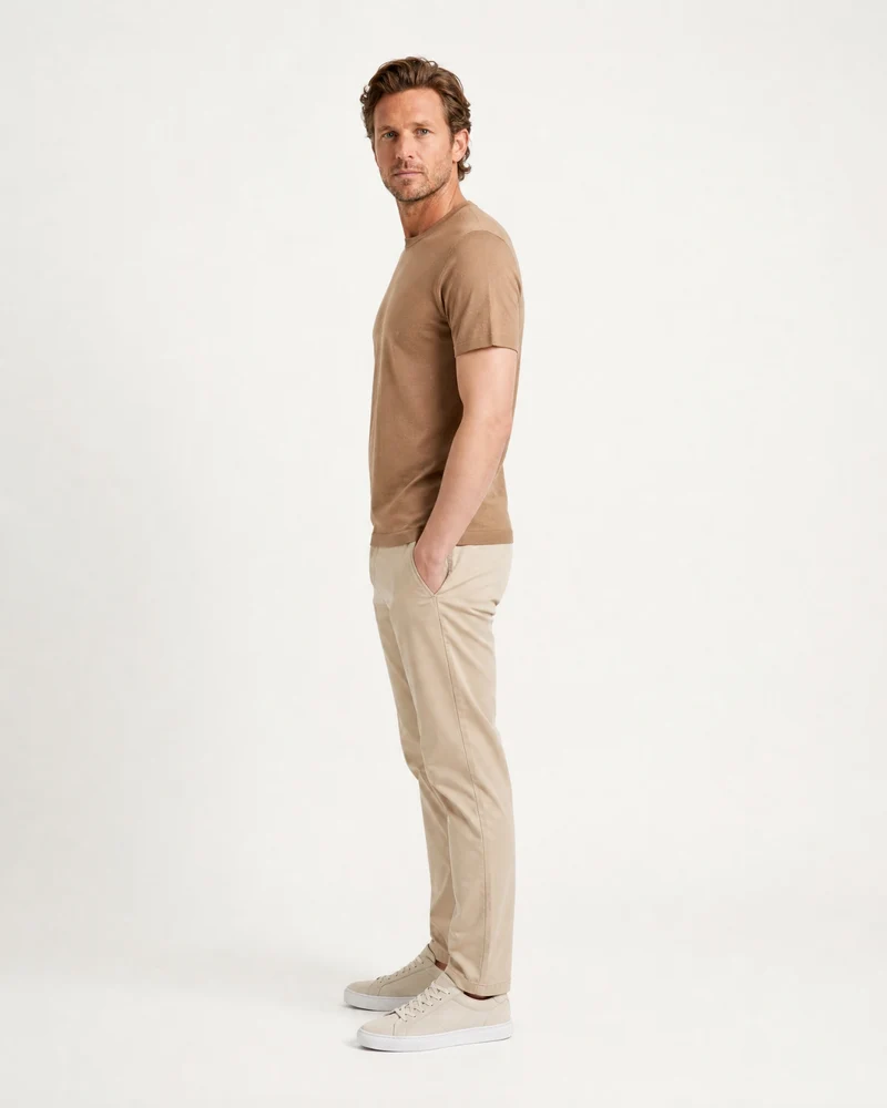 High-Count Australian Wool Crewneck Knit T-Shirt
