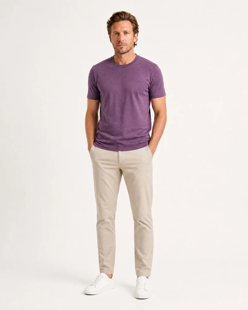 High-Count Australian Wool Crewneck Knit T-Shirt