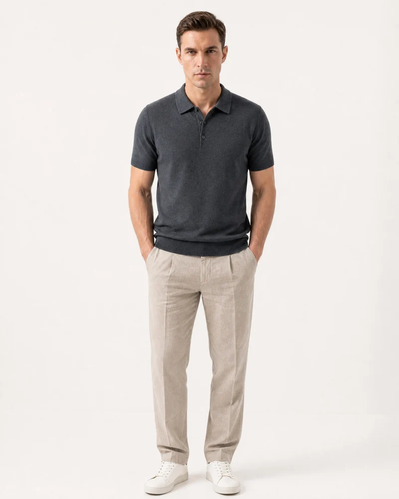 New York Cashmere Short-Sleeve Polo Shirt