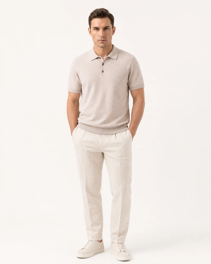 New York Cashmere Short-Sleeve Polo Shirt