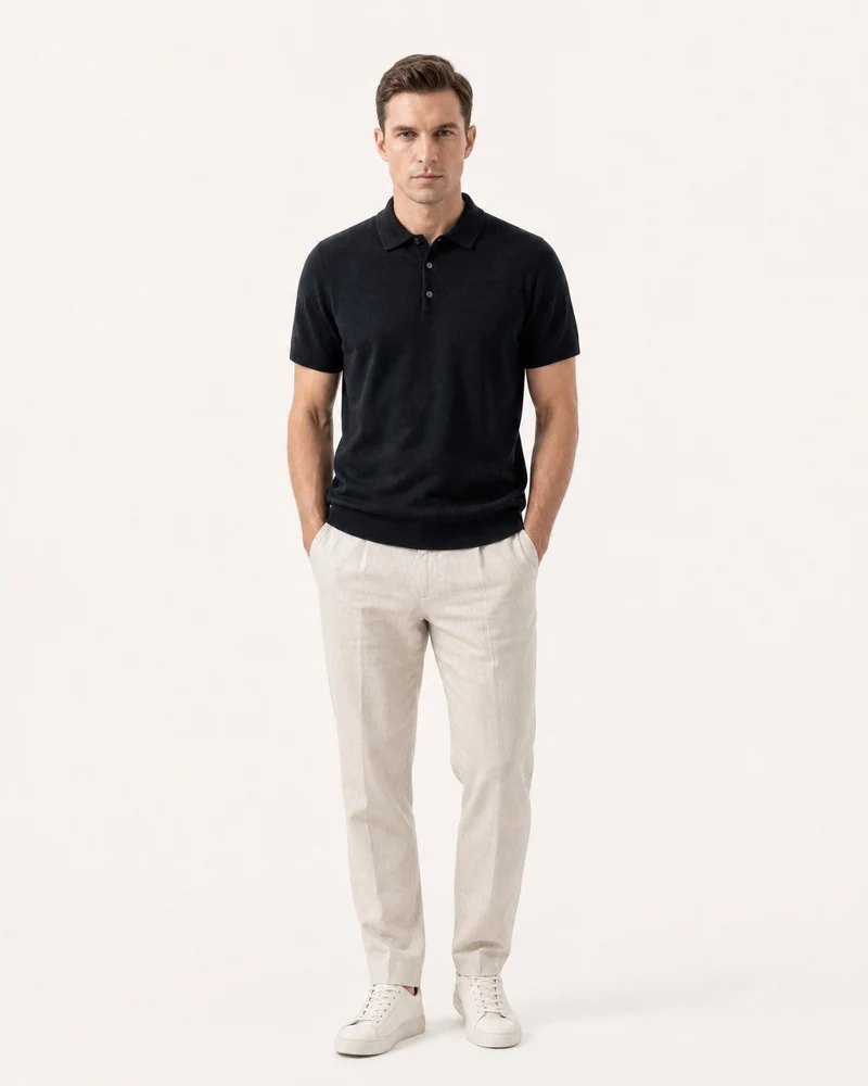 New York Cashmere Short-Sleeve Polo Shirt