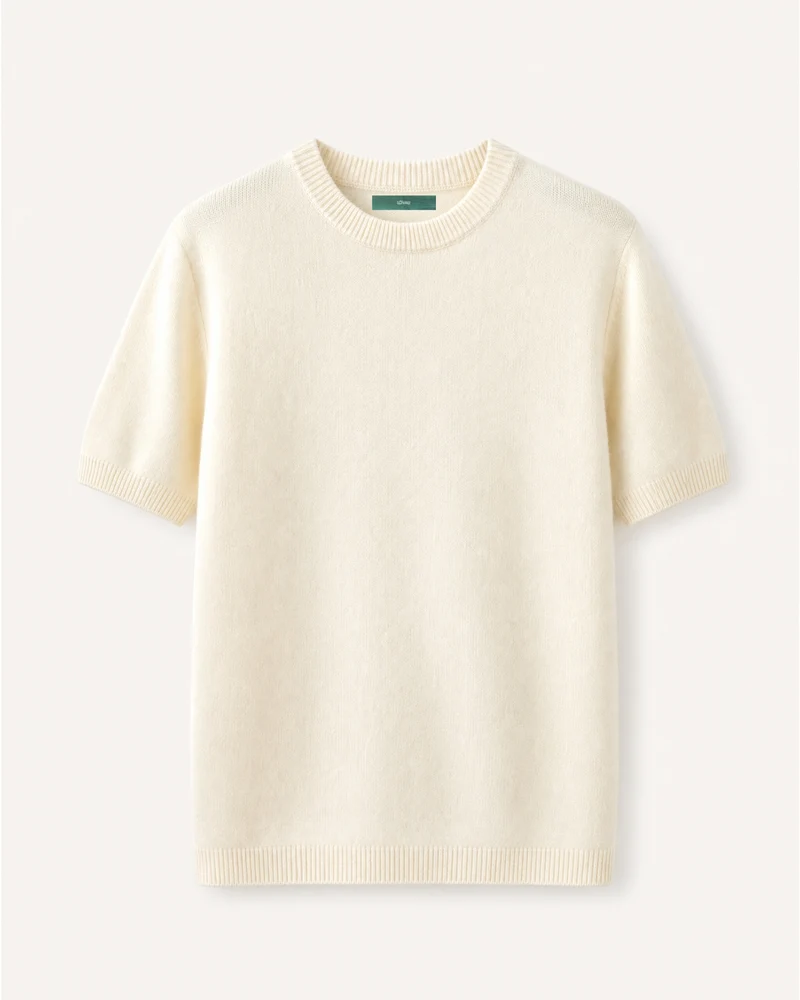 Cashmere Basic Knit Short-Sleeve Tee