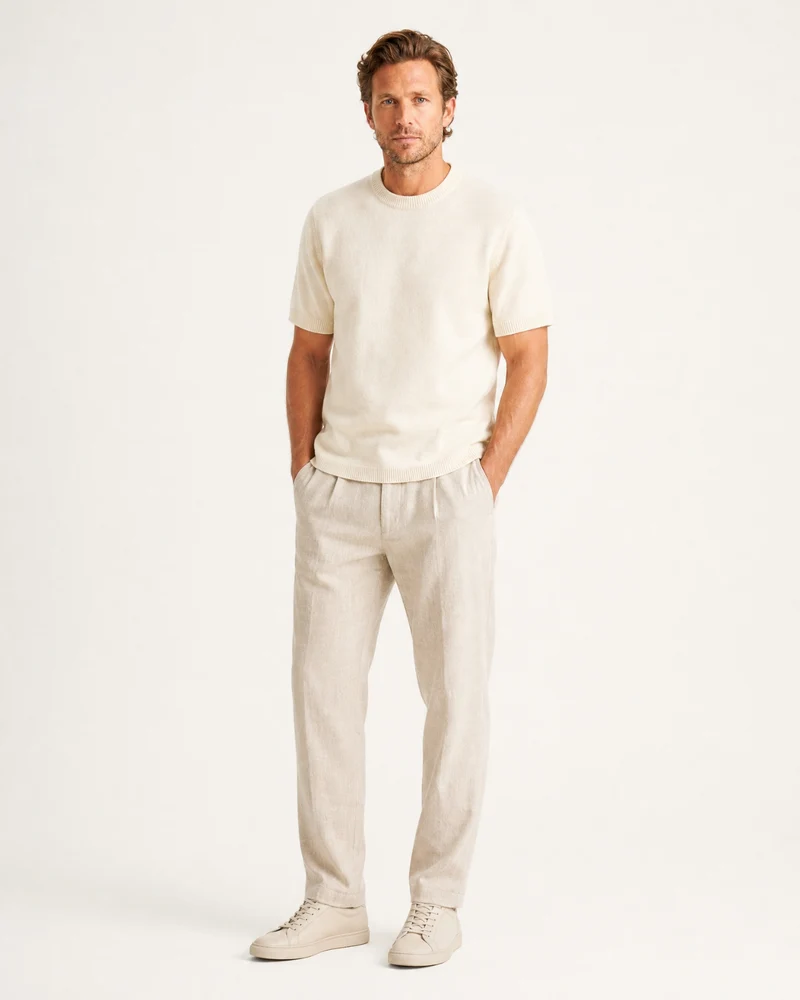 Cashmere Basic Knit Short-Sleeve Tee