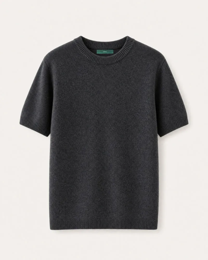 Cashmere Basic Knit Short-Sleeve Tee