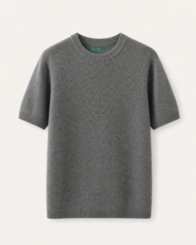 Cashmere Basic Knit Short-Sleeve Tee