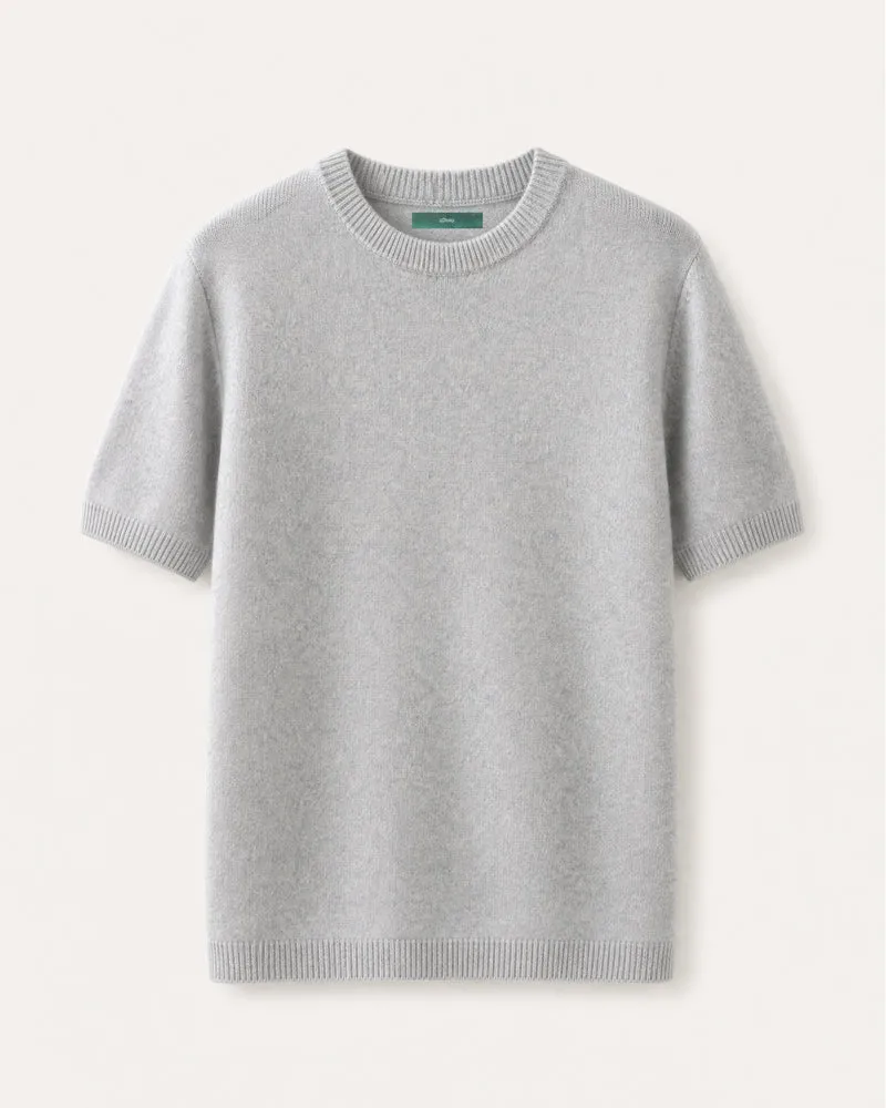 Cashmere Basic Knit Short-Sleeve Tee