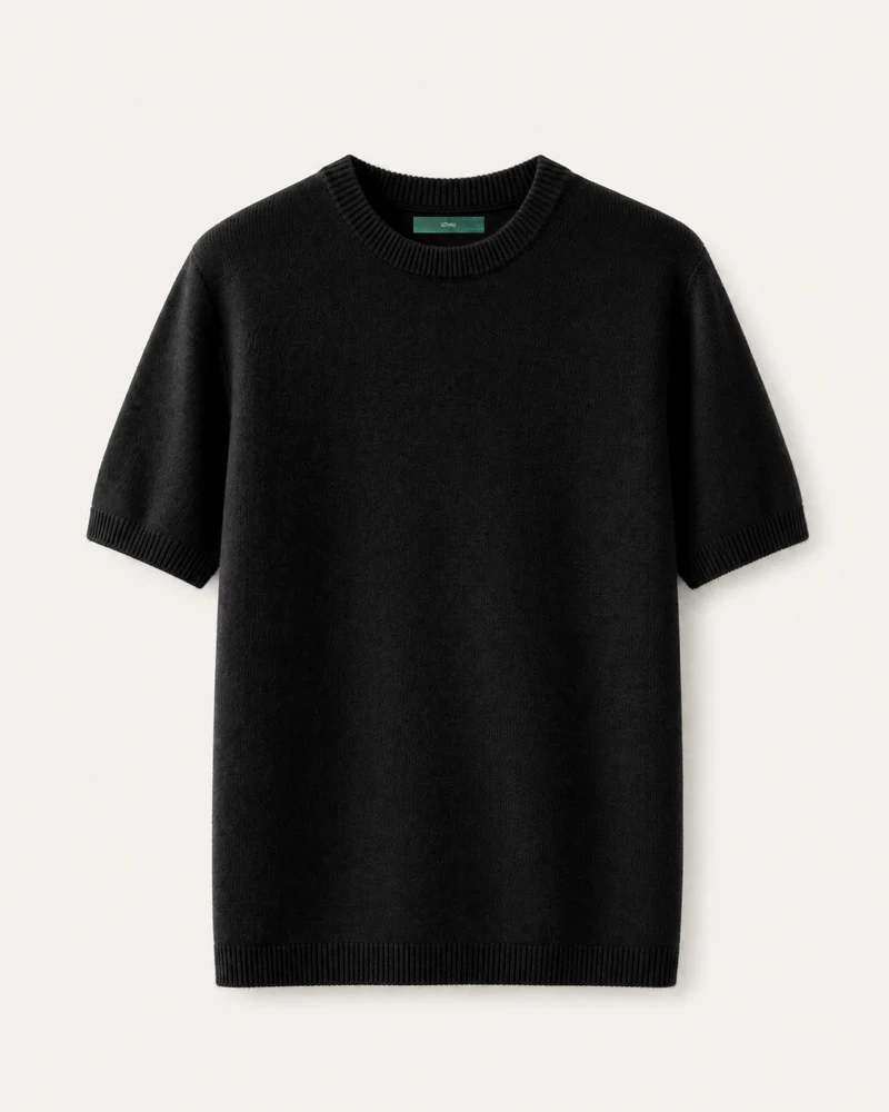 Cashmere Basic Knit Short-Sleeve Tee