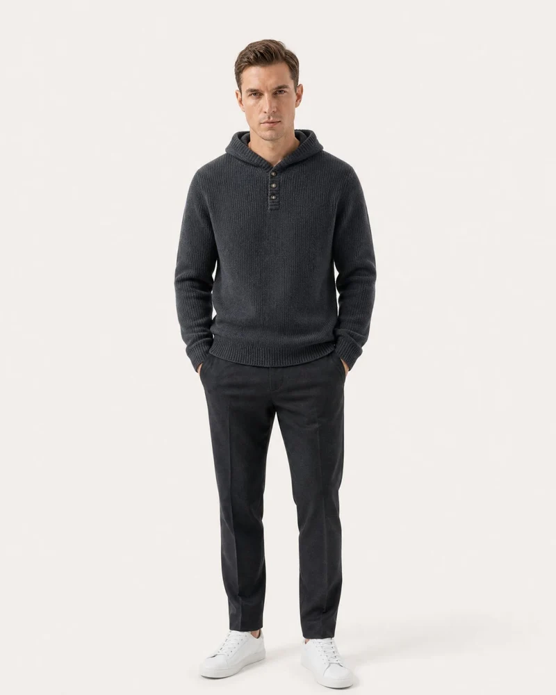 Relaxed Fit Cashmere Hooded Sweater