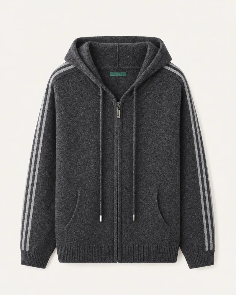 Wool Cashmere Blend Full-Zip Hoodie Line