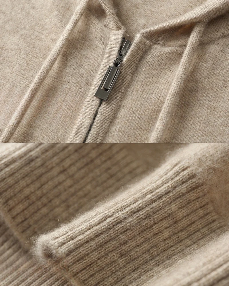 Wool Cashmere Blend Full-Zip Hoodie Line