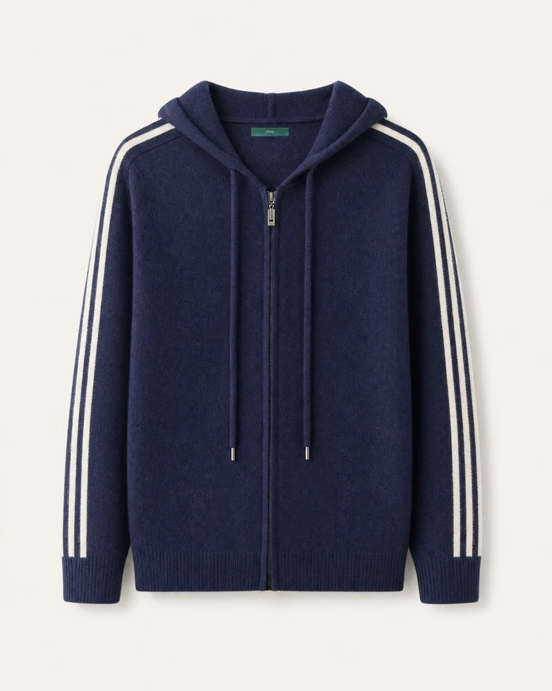 Wool Cashmere Blend Full-Zip Hoodie Line