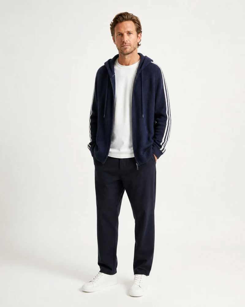 Wool Cashmere Blend Full-Zip Hoodie Line