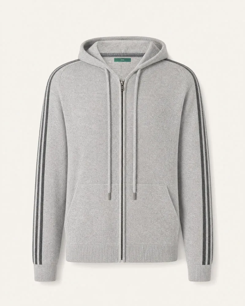 Wool Cashmere Blend Full-Zip Hoodie Line