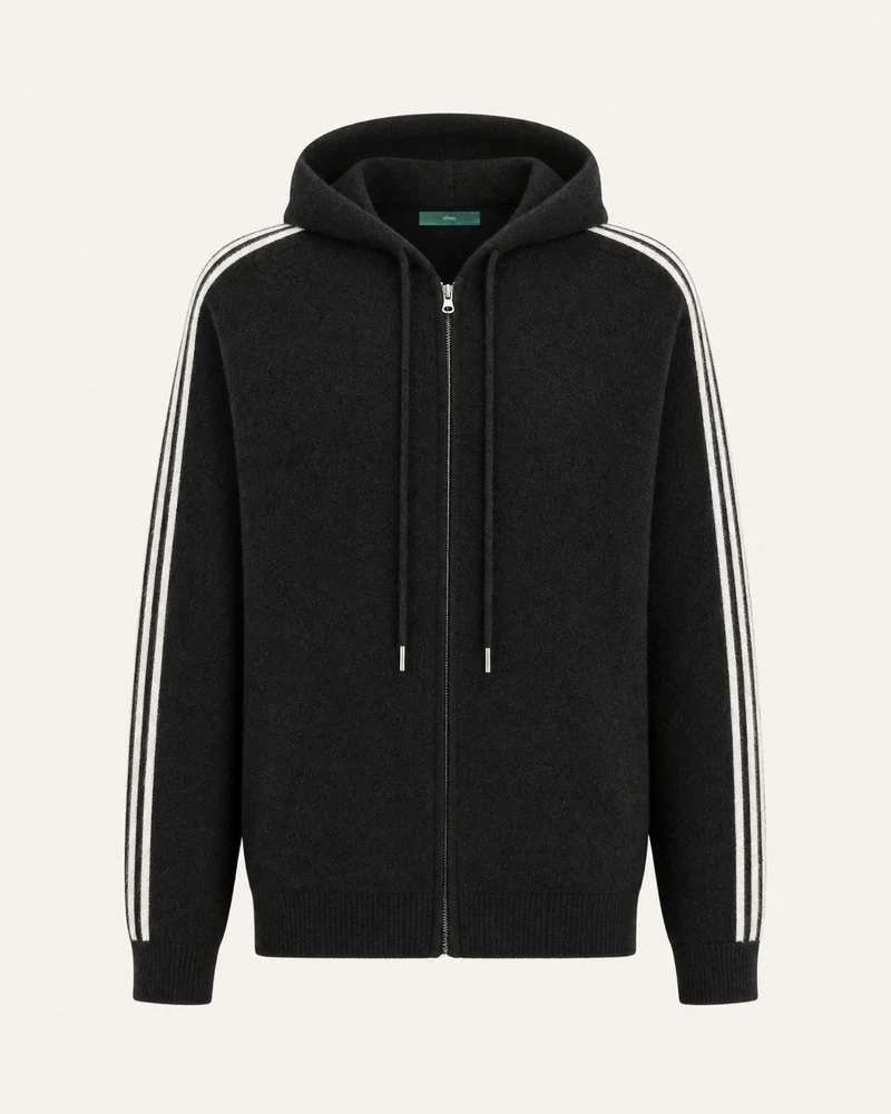 Wool Cashmere Blend Full-Zip Hoodie Line