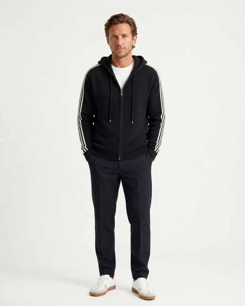Wool Cashmere Blend Full-Zip Hoodie Line