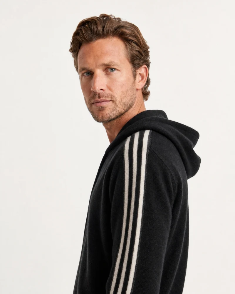 Wool Cashmere Blend Full-Zip Hoodie Line
