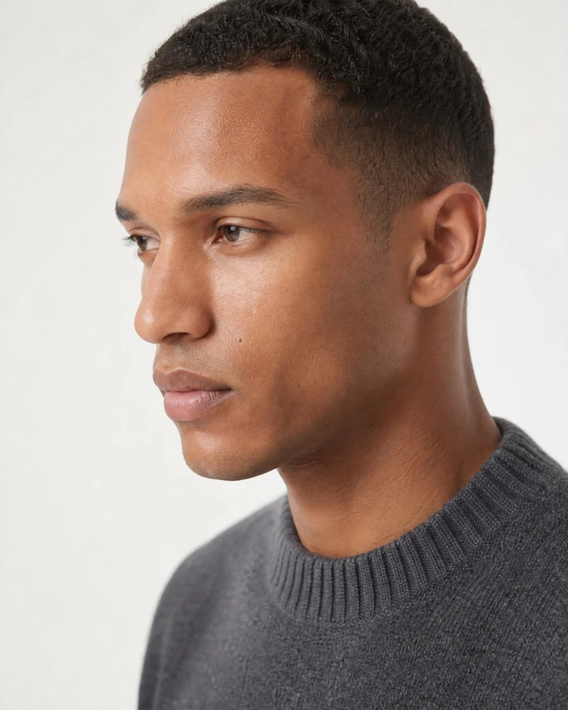 Five-Needle Thick Cashmere Crewneck Pullover