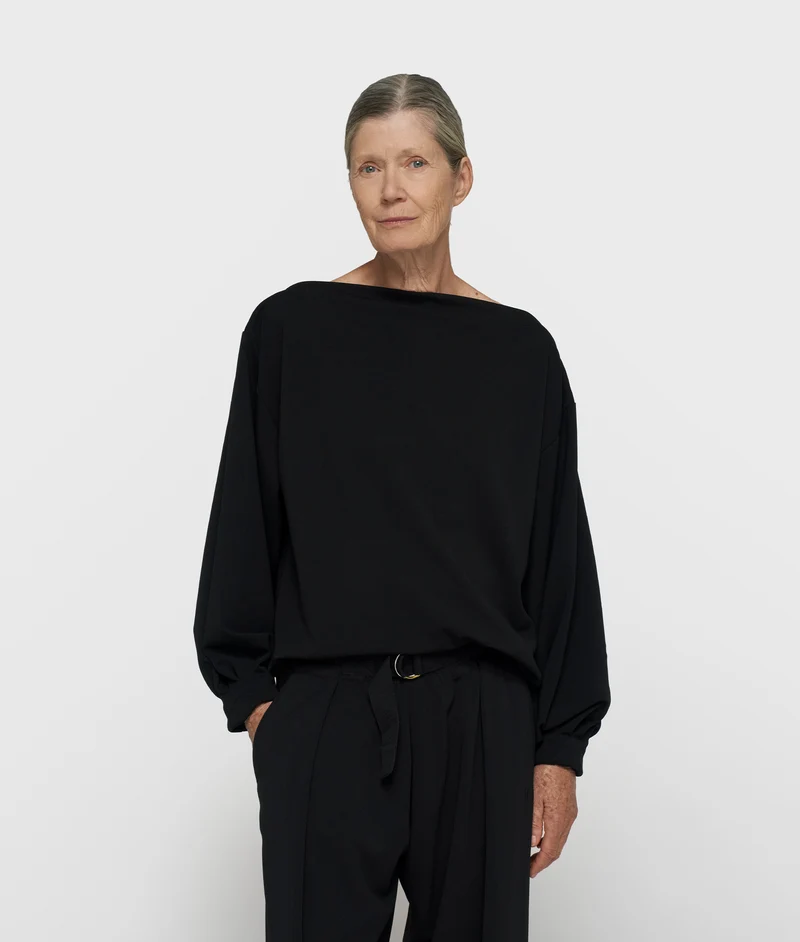 10DAYS Bluse Damen boatneck crepe schwarz