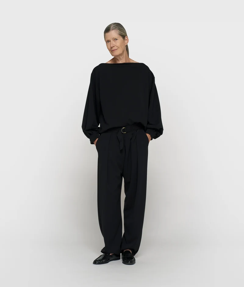 10DAYS Bluse Damen boatneck crepe schwarz