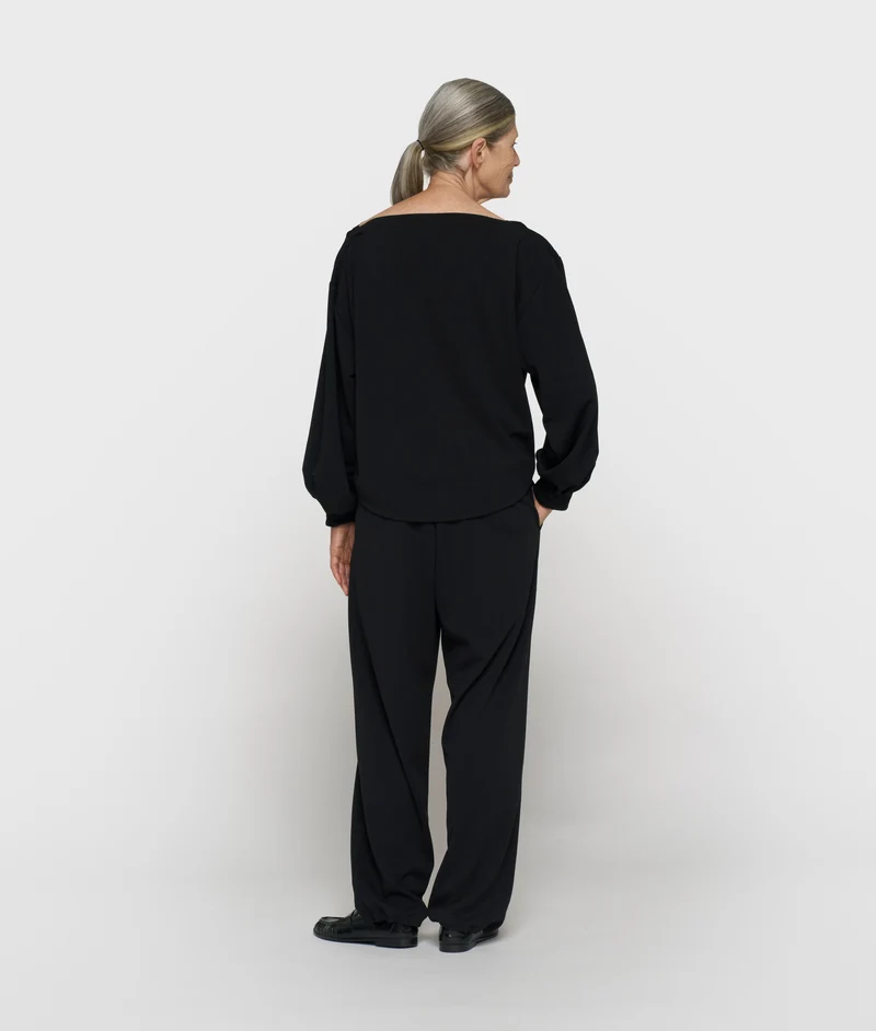 10DAYS Bluse Damen boatneck crepe schwarz
