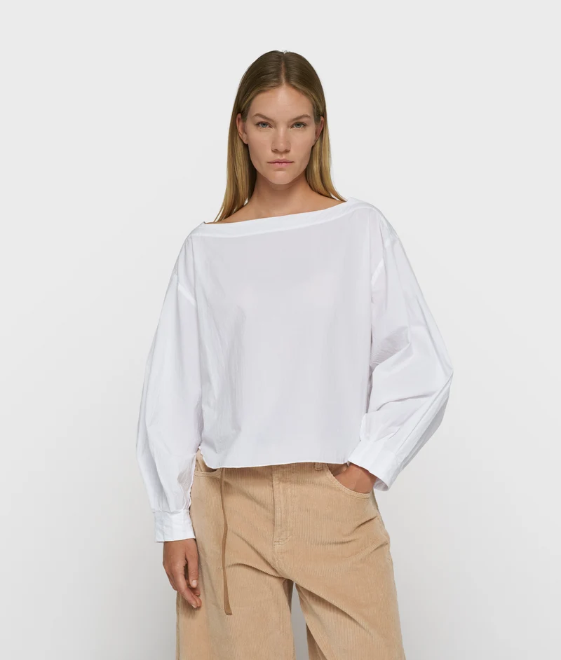 10DAYS Bluse Damen boatneck poplin weiß