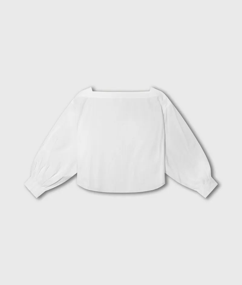 10DAYS Bluse Damen boatneck poplin weiß