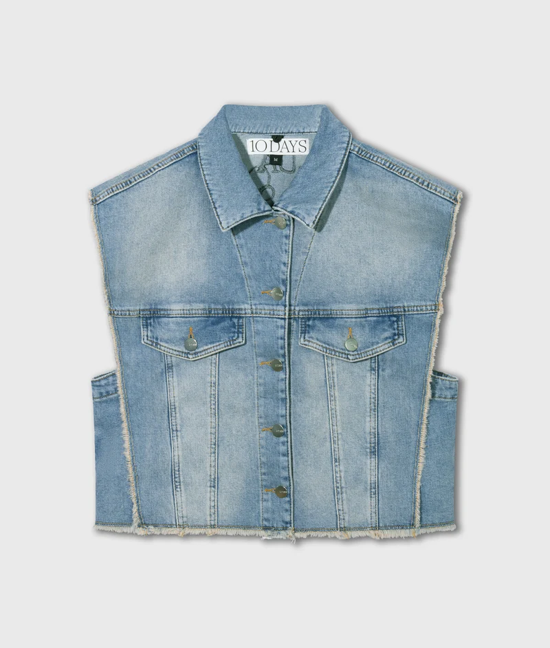 10DAYS Jeansweste Damen cropped blau
