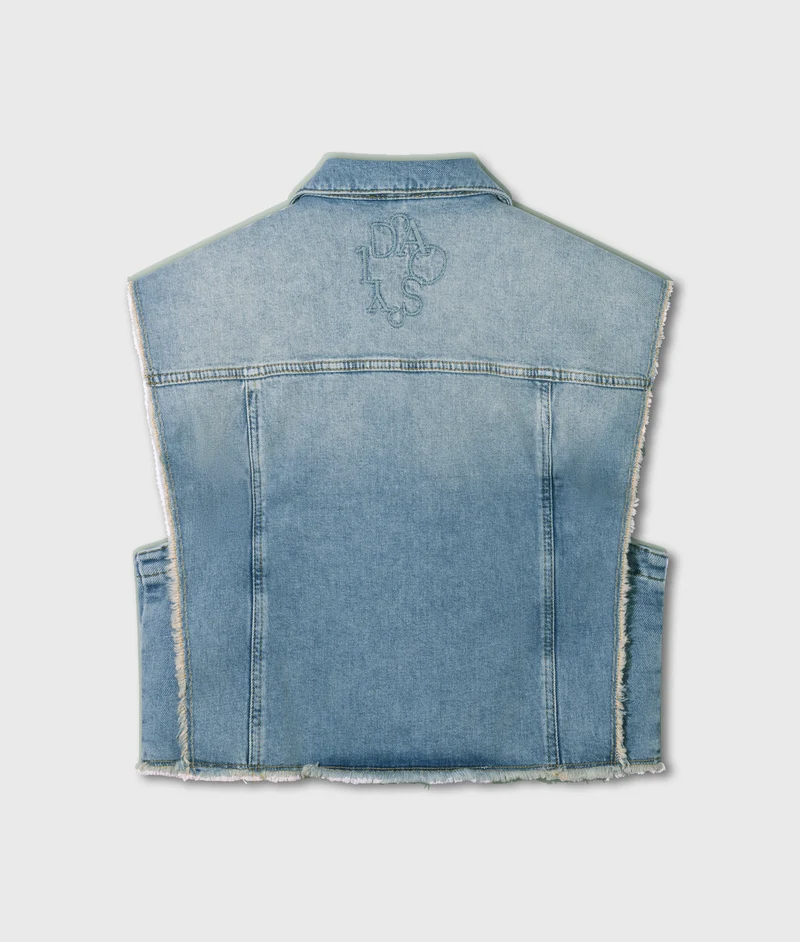 10DAYS Jeansweste Damen cropped blau