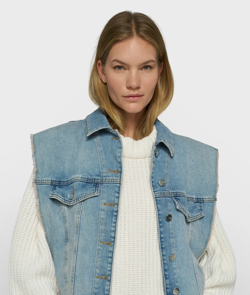10DAYS Jeansweste Damen cropped blau