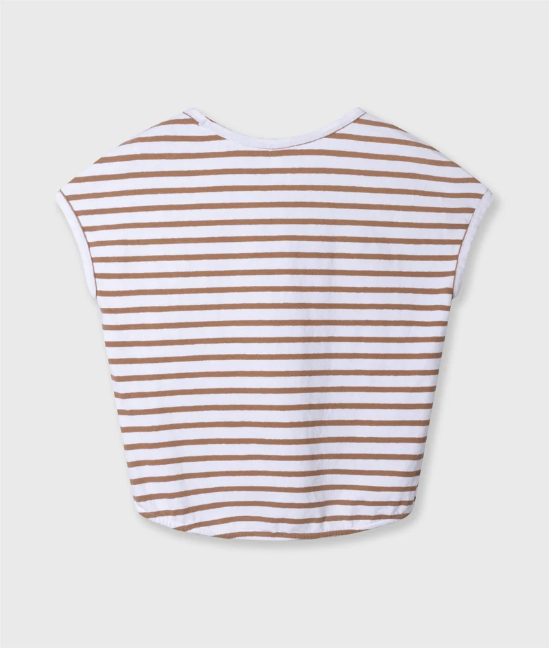 V-Neck Tee Stripes white/fudge