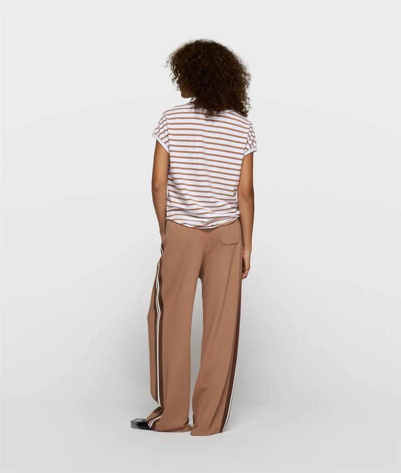 V-Neck Tee Stripes white/fudge