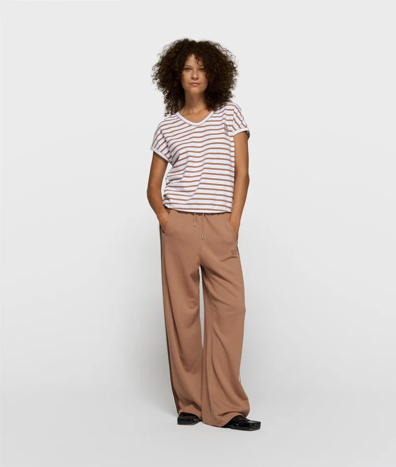 V-Neck Tee Stripes white/fudge