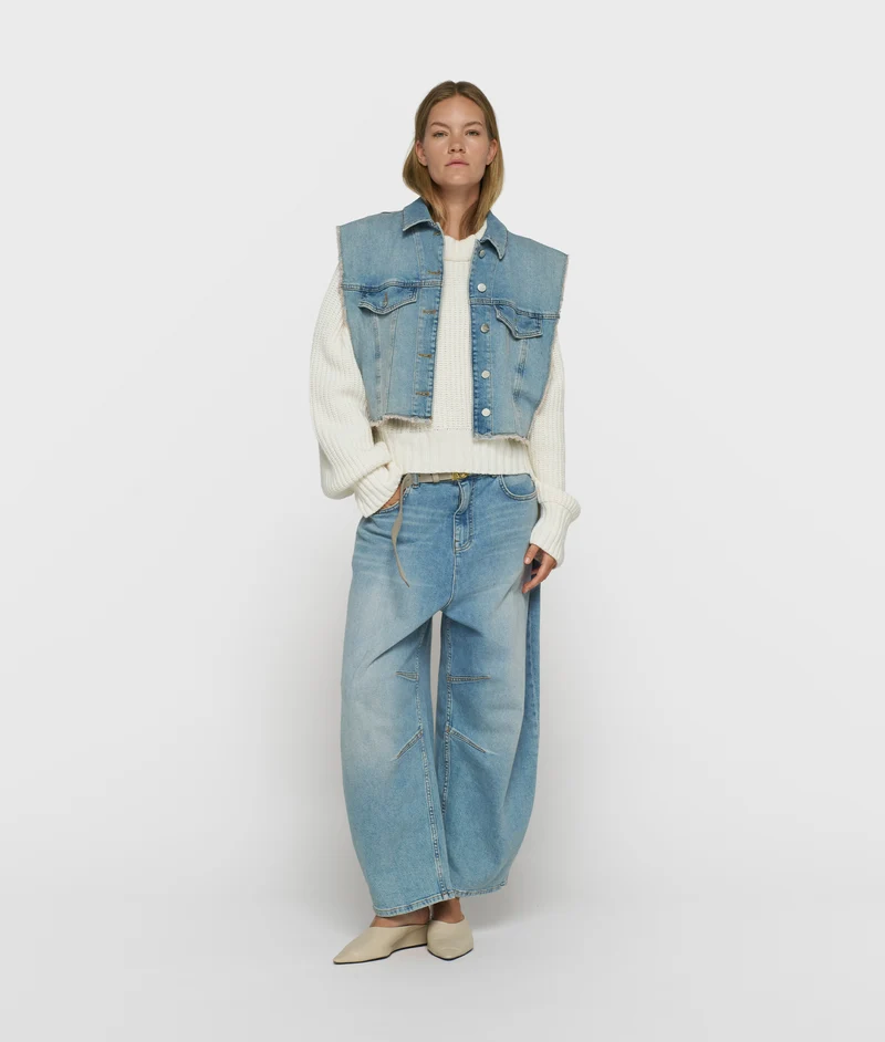 10DAYS Jeans Damen wide tapered blau