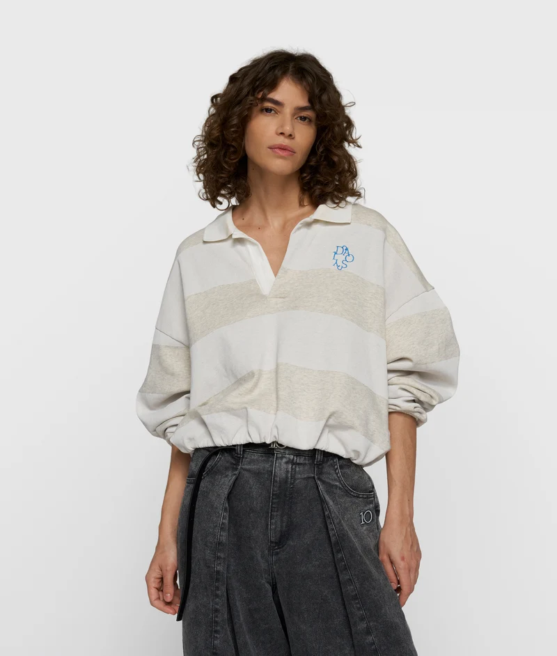 balloon sweater stripes soft white melee