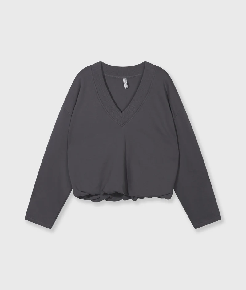 v-neck balloon sweater steel blue