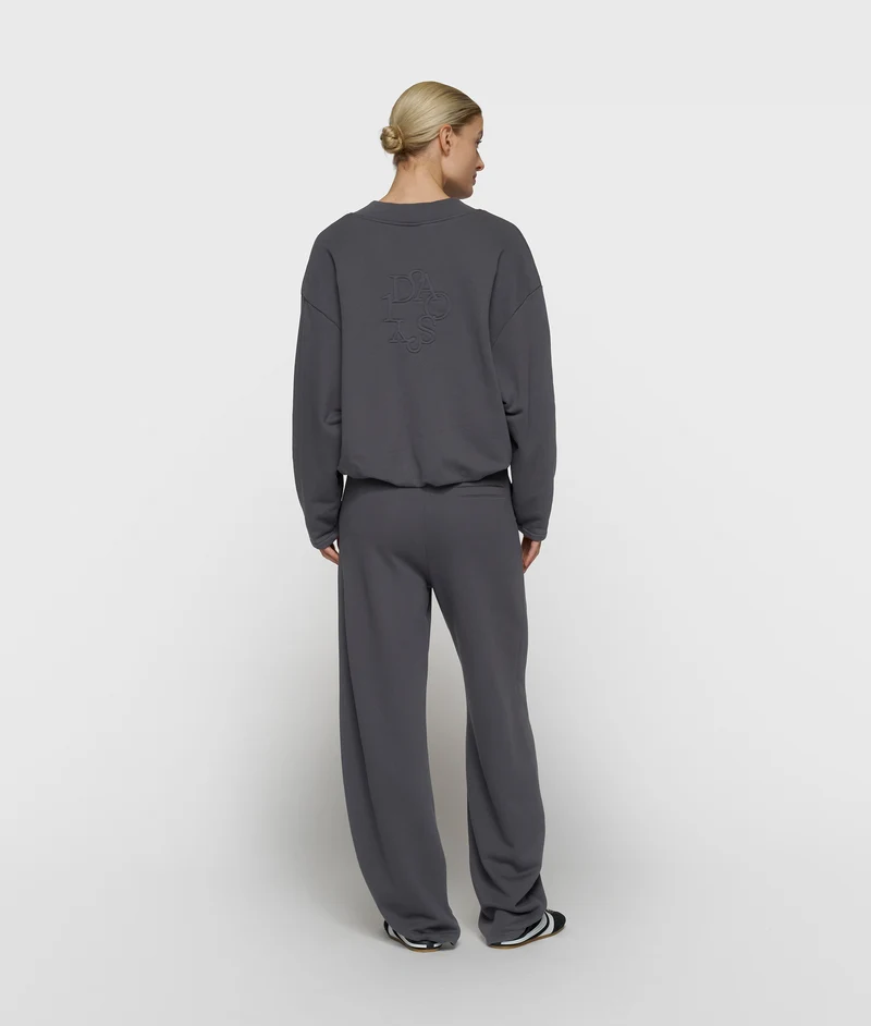 v-neck balloon sweater steel blue