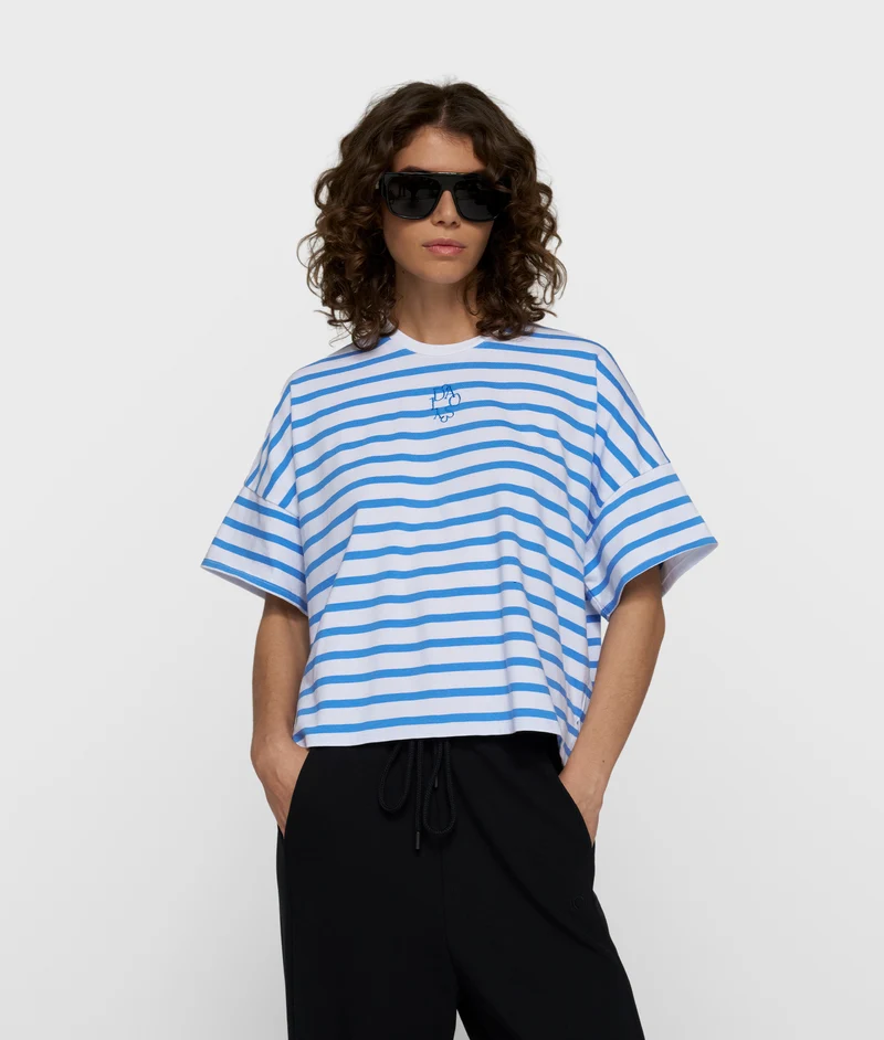 wide tee stripes white/ultramarine