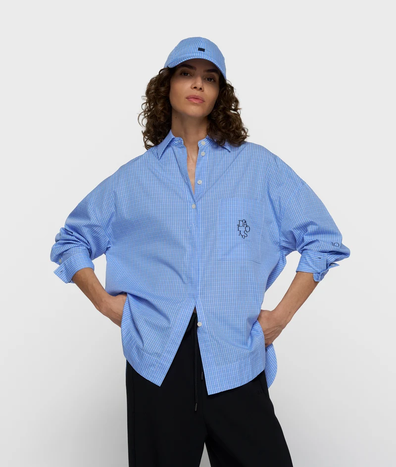 long sleeve shirt check ultramarine