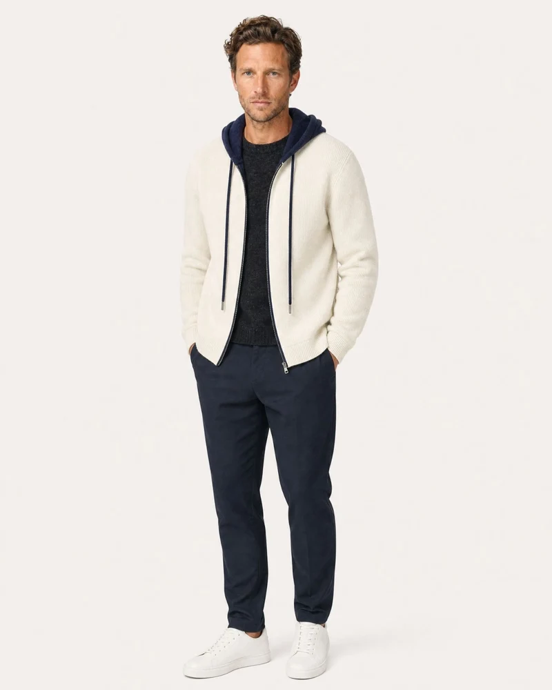 Paris Cashmere Wool Blend Hooded Cardigan