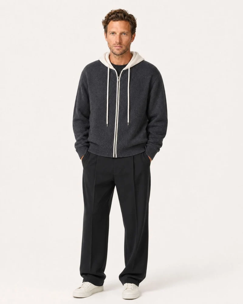 Paris Cashmere Wool Blend Hooded Cardigan