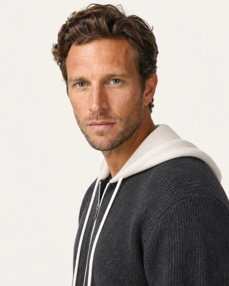 Paris Cashmere Wool Blend Hooded Cardigan