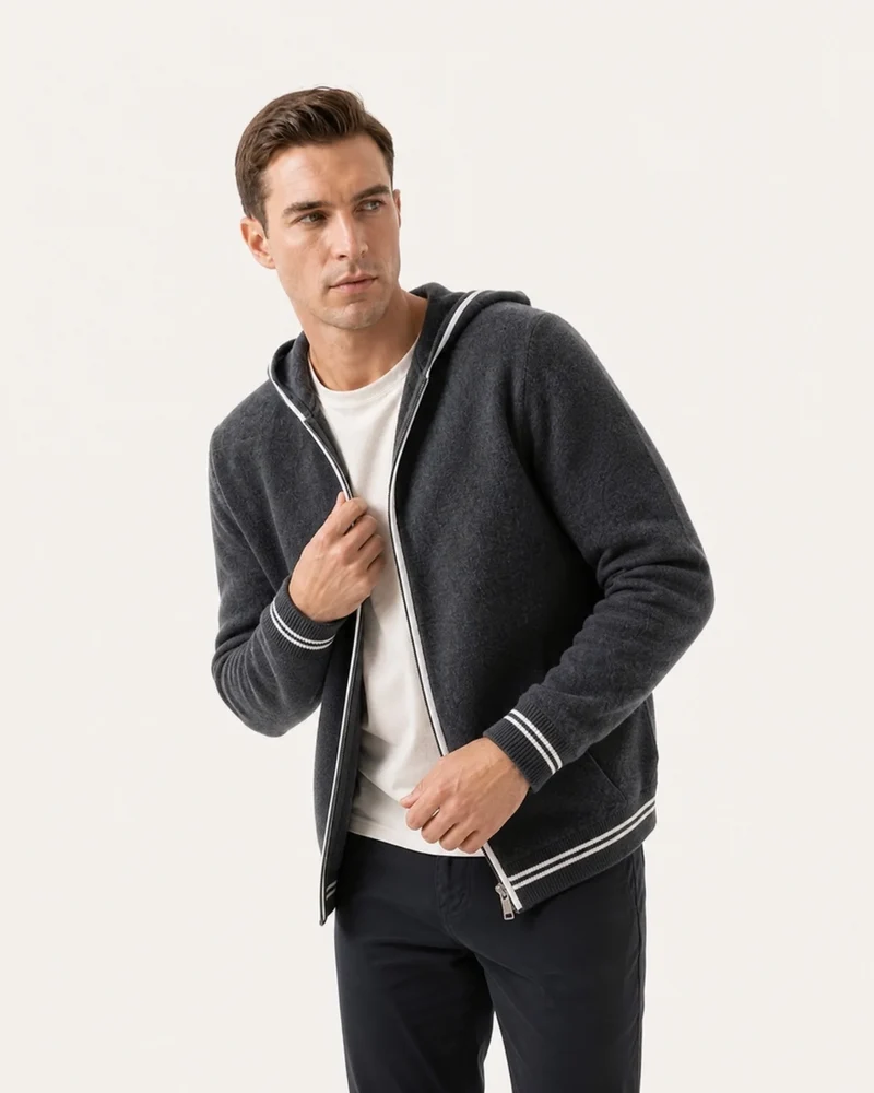 Zurich Hooded Fine Cashmere Cardigan