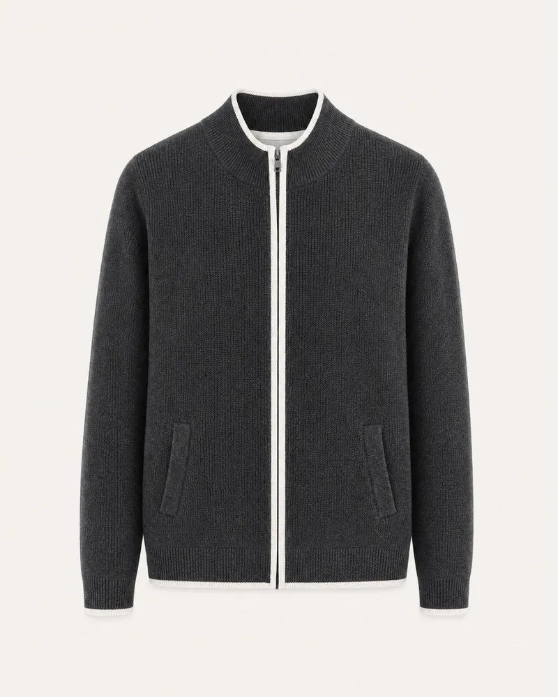London Cashmere Full-Zip Cardigan Jacket