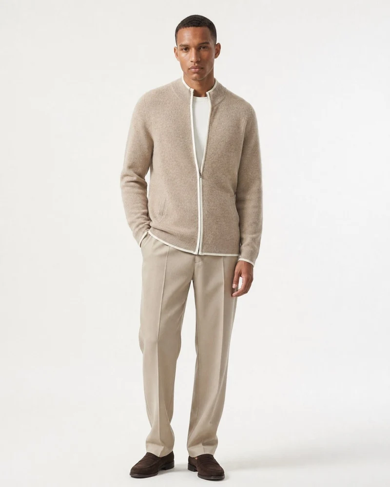 London Cashmere Full-Zip Cardigan Jacket