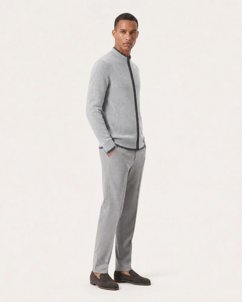London Cashmere Full-Zip Cardigan Jacket
