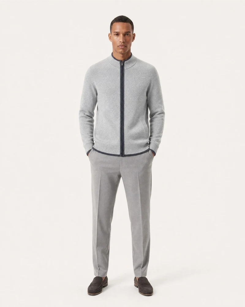 London Cashmere Full-Zip Cardigan Jacket