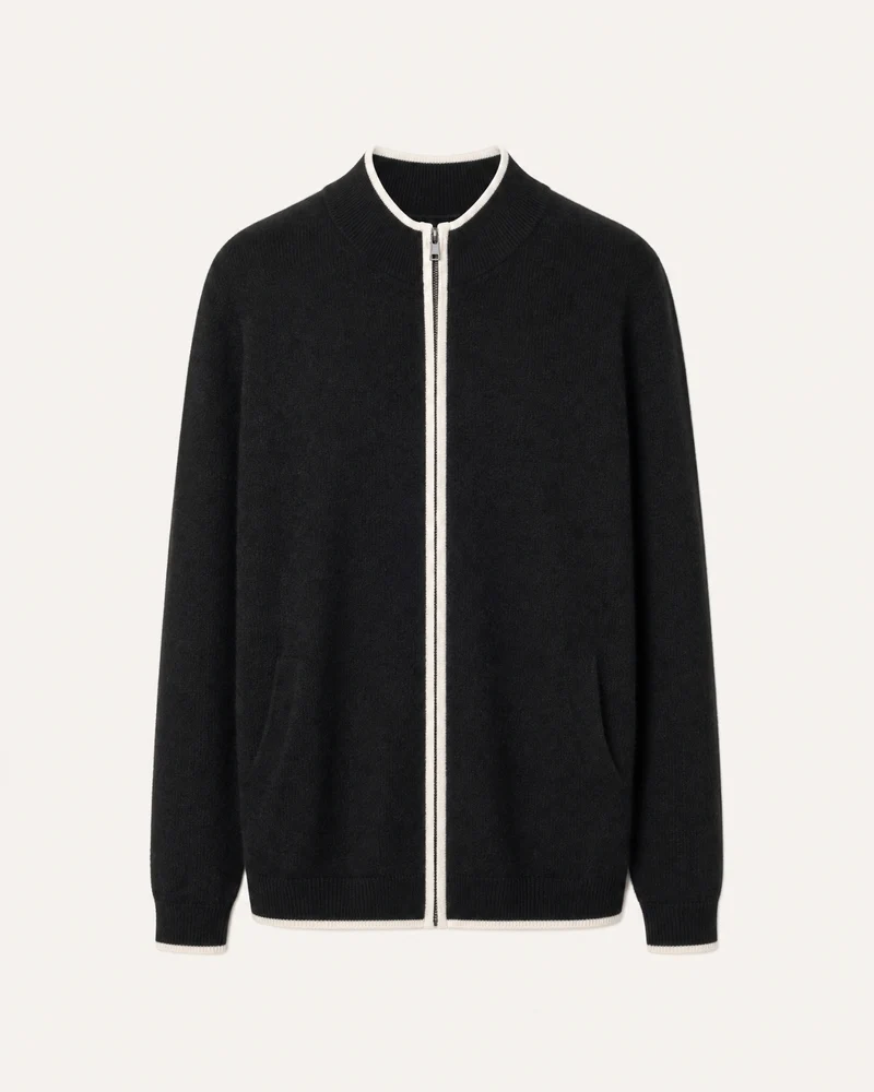 London Cashmere Full-Zip Cardigan Jacket